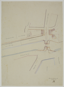 214395 Plattegrond van de Catharijnebrug met directe omgeving te Utrecht; met weergave van aangrenzende straten; met ...